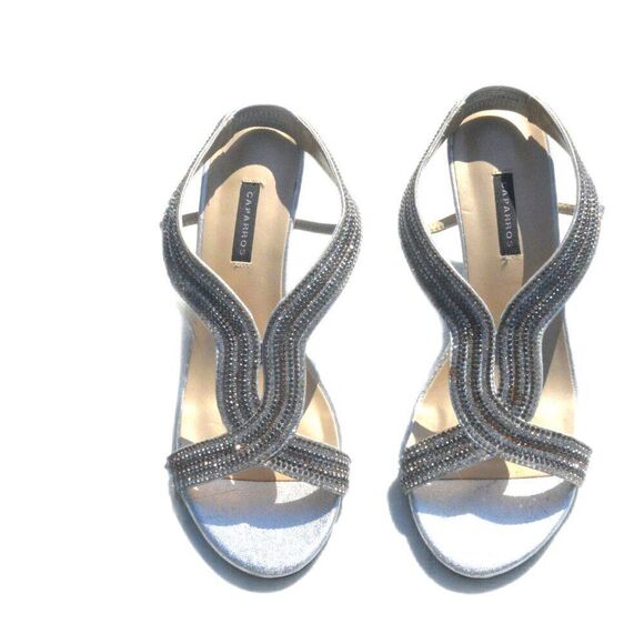 Caparros Heeled Sandals with Silver Rhinestones Size 8 1/2 B - Picture 1 of 7